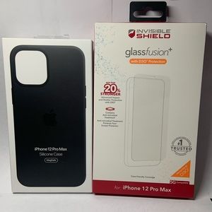 Apple iPhone 12 Pro Max silicone case and screen protector bundle